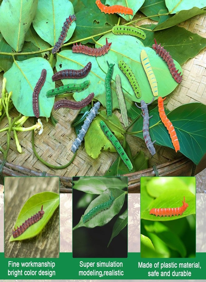 Arrowbash 24 Pcs Simulation Caterpillar Fake Worm Crawling Insects Educational Learning Accessories Halloween Prank Joke Items Interactive Play Favors - Image 3